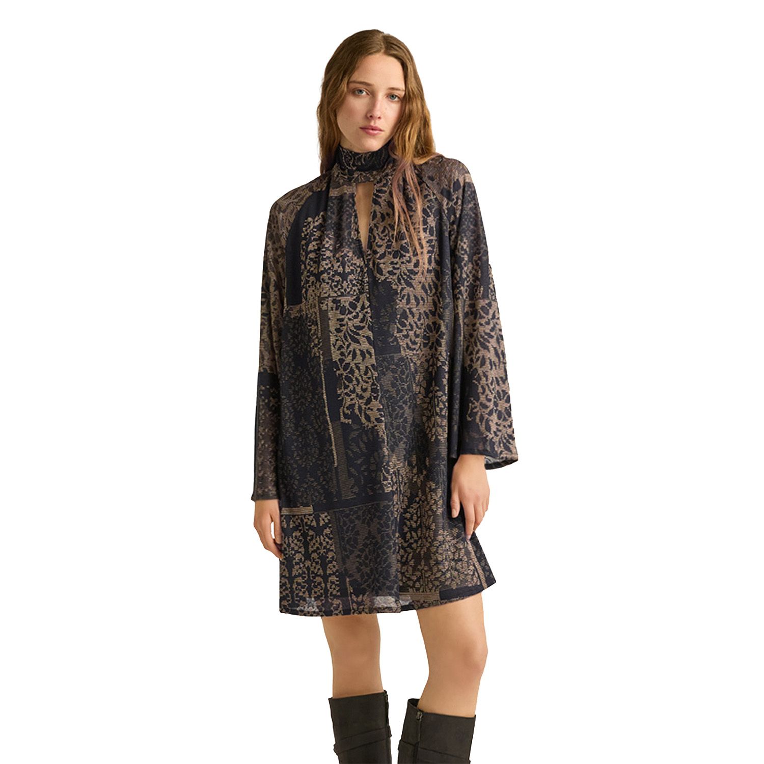 momoni_jurk_ilma_donkerblauw_brons