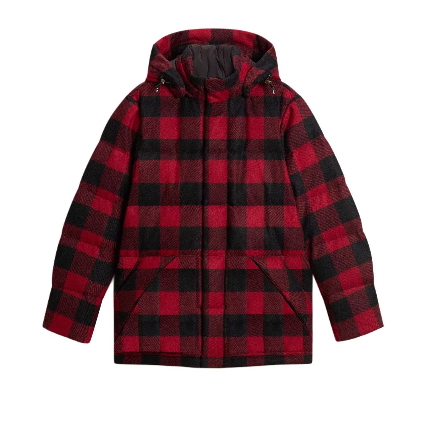 woolrich_jas_check_moon_puffer_rood_zwart