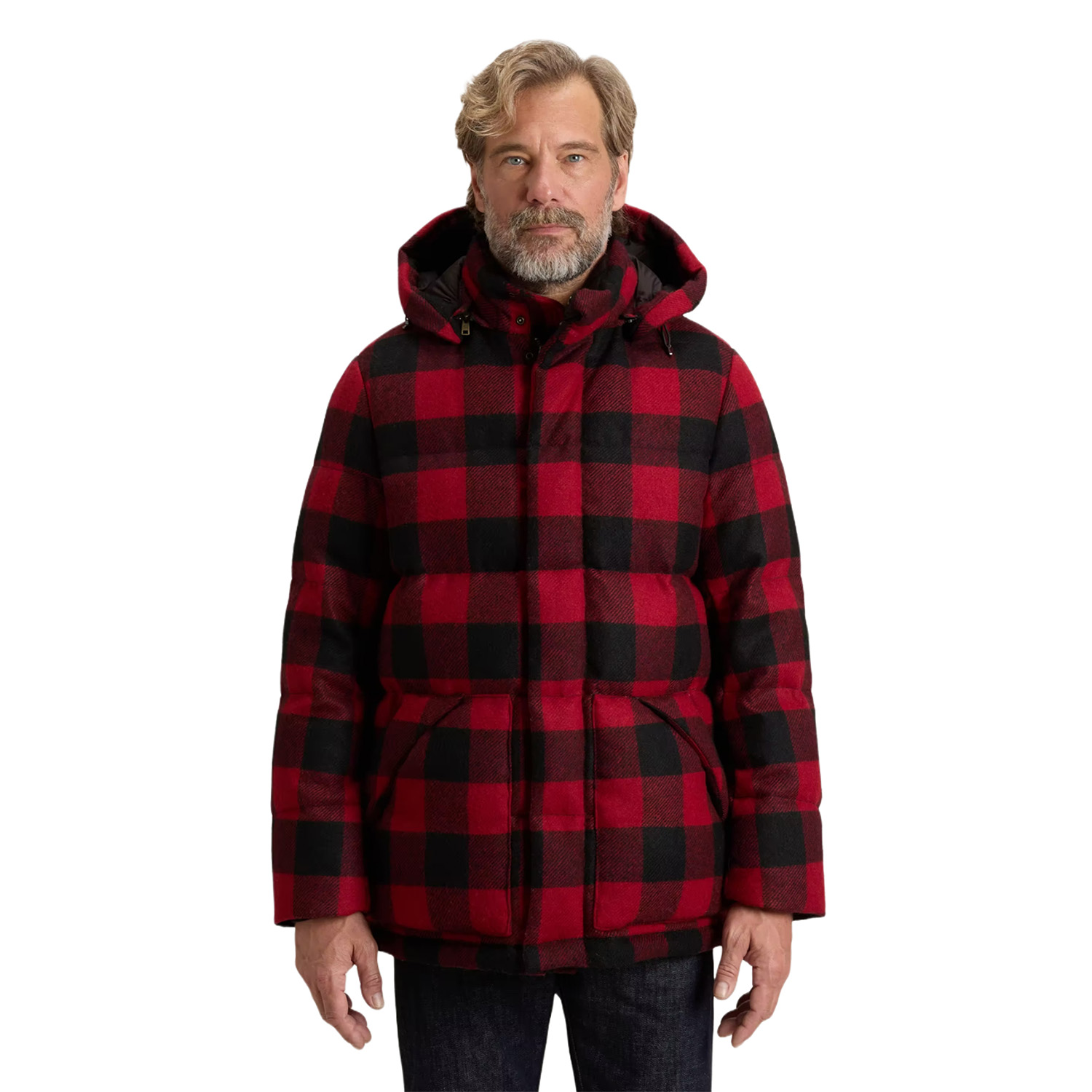 woolrich_jas_check_moon_puffer_rood_zwart